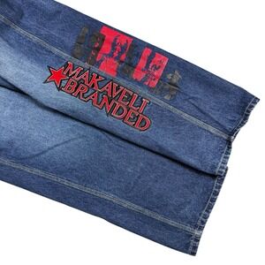 Vintage Makaveli Jeans Men 40x32 Tupac Hip Hop Y2K Baggy Grunge Skater Embroider